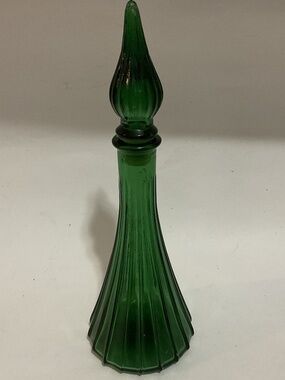 RARE Vintage 1960’s Italian Empoli Emerald Green Art Glass Genie Bottle